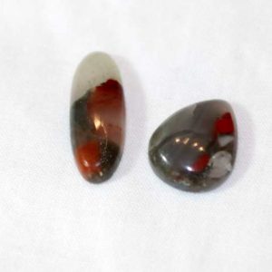 Jaspe Lot de 2 Cabochons (Rouge, Gris et Blanc) – Image 2