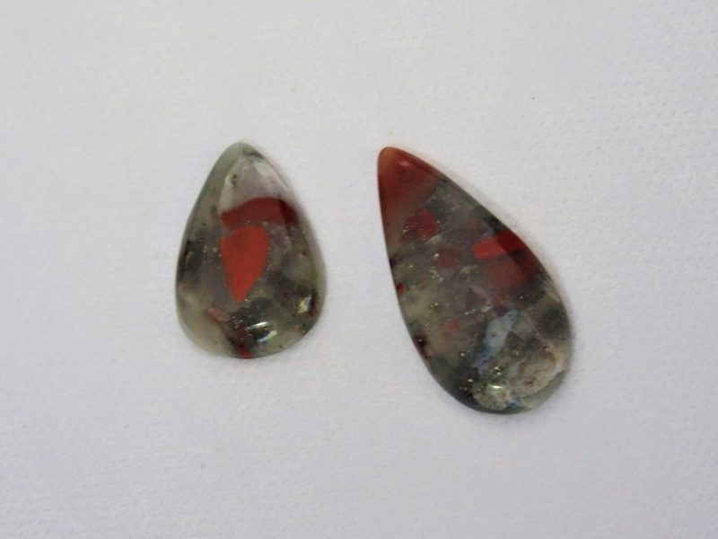 Jaspe Lot de 2 Cabochons (Rouge et Gris)