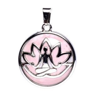 Pendentif Méditation Lotus Quartz Rose