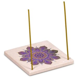 Brûle encens en grès fleur mandala