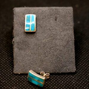 Boucles d'Oreilles Turquoise 2 bandes – Image 3