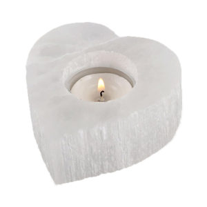 Bougeoir cœur Sélénite blanche