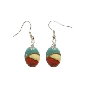 Boucles d'Oreilles Jaspe Polychrome (Imprimé) Ovales