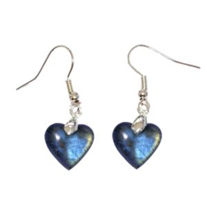 Boucles d'Oreilles Labradorite Cœur
