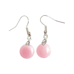 Boucles d'Oreilles Quartz Rose Rond