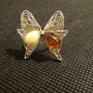 Bague Ambre Papillon