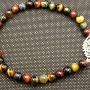 Bracelet Œil de Tigre et Acier Corse