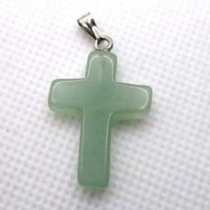 Pendentif Petite Croix Aventurine Verte