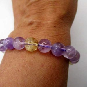 Bracelet Améthyste et Citrine 8 mm
