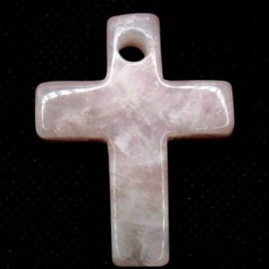 Pendentif Grande Croix Quartz Rose