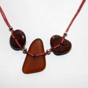 Collier Fil Polyester Rouge de Porto et Verre – Image 2