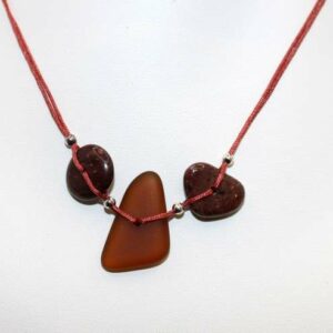 Collier Fil Polyester Rouge de Porto et Verre