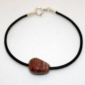 Bracelet Cuir Noir Rouge de Porto