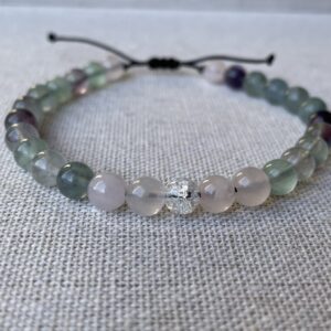 Bracelet Fluorine Quartz Rose et Cristal de Roche Craquelé – Image 2