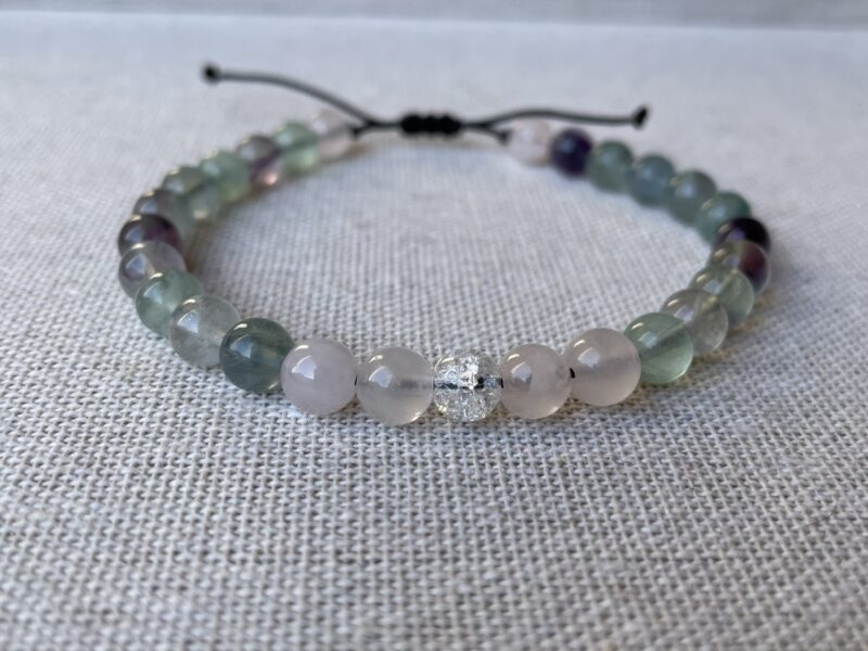 Bracelet Fluorine Quartz Rose et Cristal de Roche Craquelé – Image 2