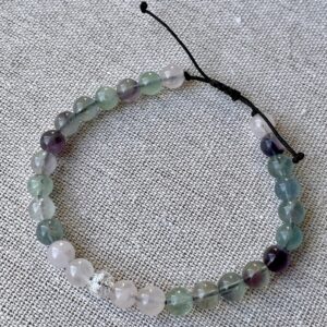 Bracelet Fluorine Quartz Rose et Cristal de Roche Craquelé