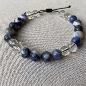 Bracelet Sodalite et Cristal de Roche  8 mm