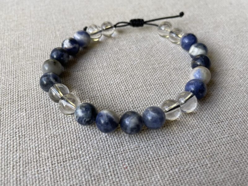 Bracelet Sodalite et Cristal de Roche  8 mm