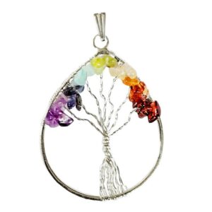 Pendentif Goutte Arbre de vie 7 chakras