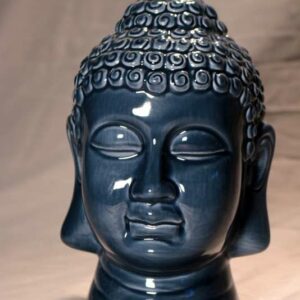 Tête Bouddha Céramique Bleue – Image 3