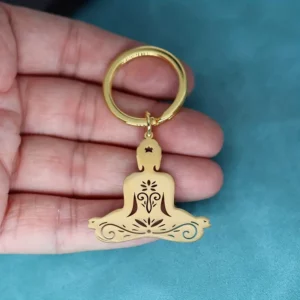 Porte-clefs Méditation Doré