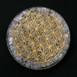 Plateau Orgone Fleur de Vie Cristal de Roche