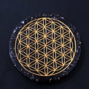 Plateau Orgone Fleur de Vie Obsidienne Noire