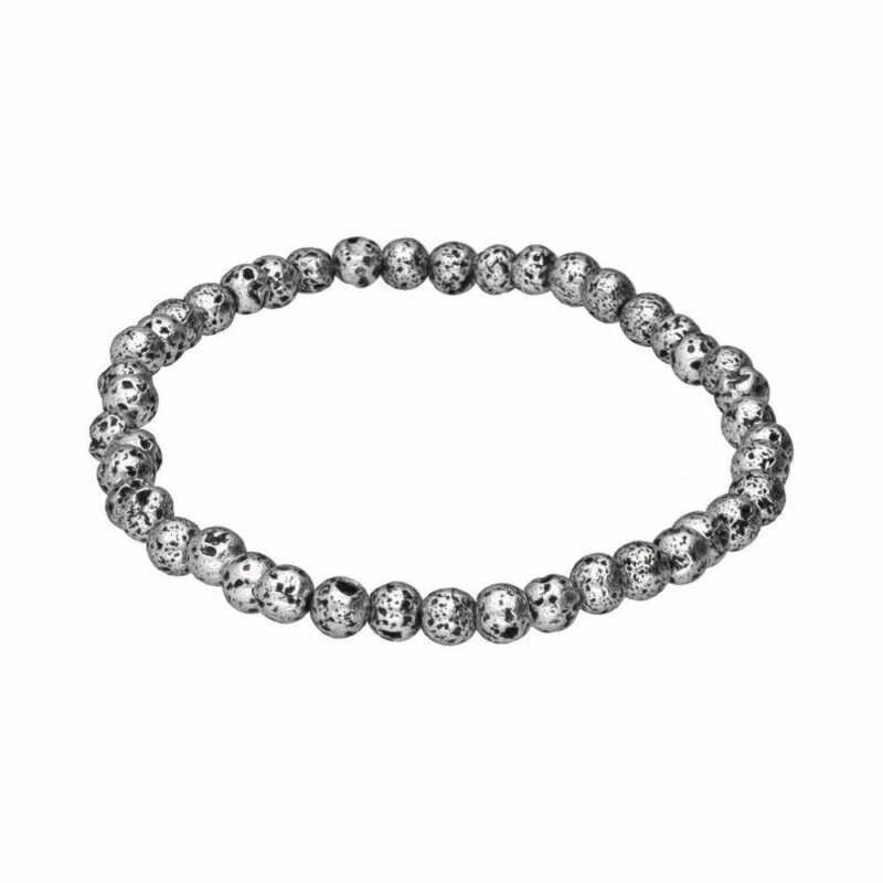 Bracelet Pierre de Lave argenté 4 mm – Image 2