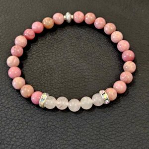 Bracelet Rhodonite et Quartz Rose