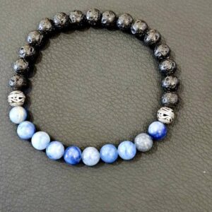 Bracelet Pierre de Lave et Aventurine Bleue