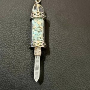Pendule Amazonite et Pointe Cristal de Roche