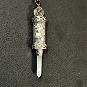 Pendule Labradorite et Pointe Cristal de Roche