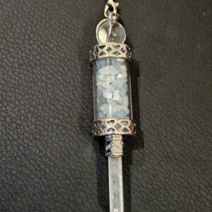 Pendule Aigue-Marine et Pointe Cristal de Roche