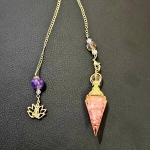 Pendule Orgone Quartz Rose doré