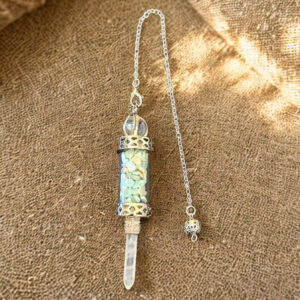 Pendule Amazonite et Pointe Cristal de Roche