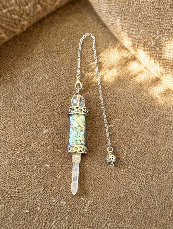 Pendule Amazonite et Pointe Cristal de Roche