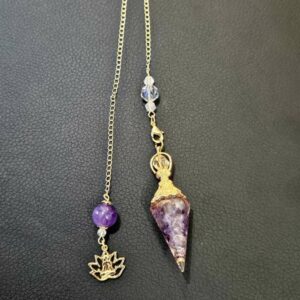 Pendule Orgone Améthyste doré