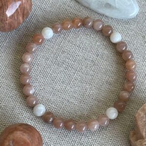 Bracelet Pierre de Lune Orange et Blanche