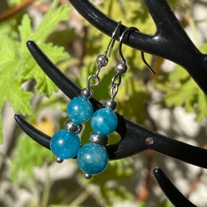 B.O Acier Argenté Apatite Bleue double