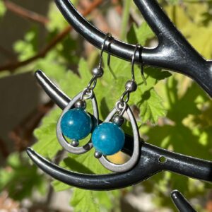 B.O Acier Argenté Apatite Bleue goutte