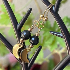 B.O Acier dorée Obsidienne Oeil Céleste et lune