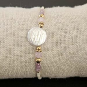 Bracelet Nacre plate et Tourmaline Rose
