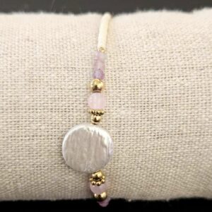 Bracelet Nacre plate et Tourmaline Rose – Image 2