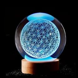 Boule de Cristal Fleur de Vie LED
