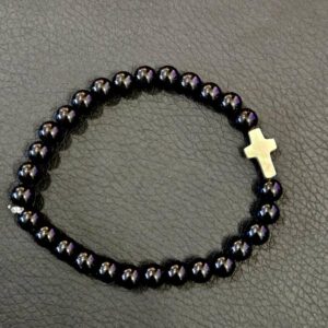 Bracelet Tourmaline Noire et Croix en Nacre – Image 2