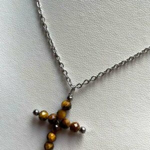 Collier Croix Oeil de Tigre – Image 2