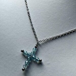 Collier Croix Aigue-marine – Image 2