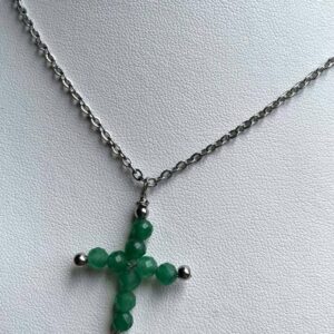 Collier Croix Aventurine Verte – Image 2