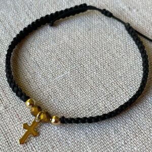 Bracelet Croix dorée et Oeil de Tigre – Image 2