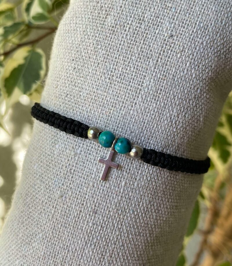 Bracelet Croix argentée et Chrysocolle
